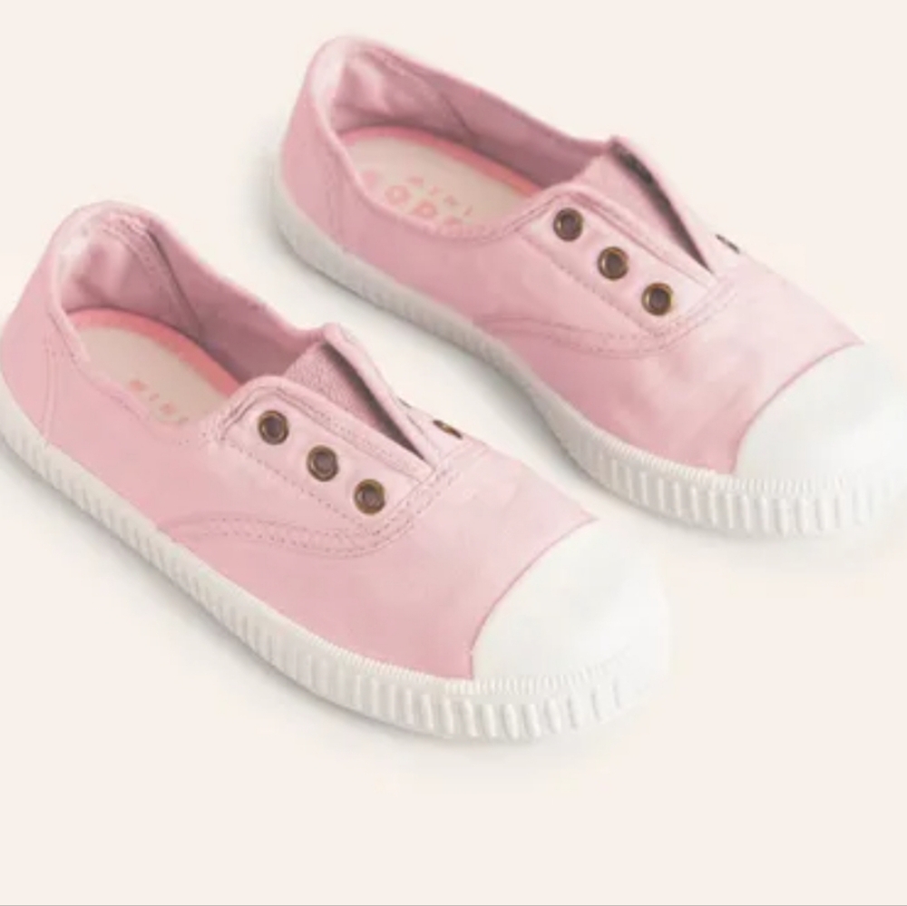 Mini Boden pink canvas laceless pull-on sneakers, Girls 33/1